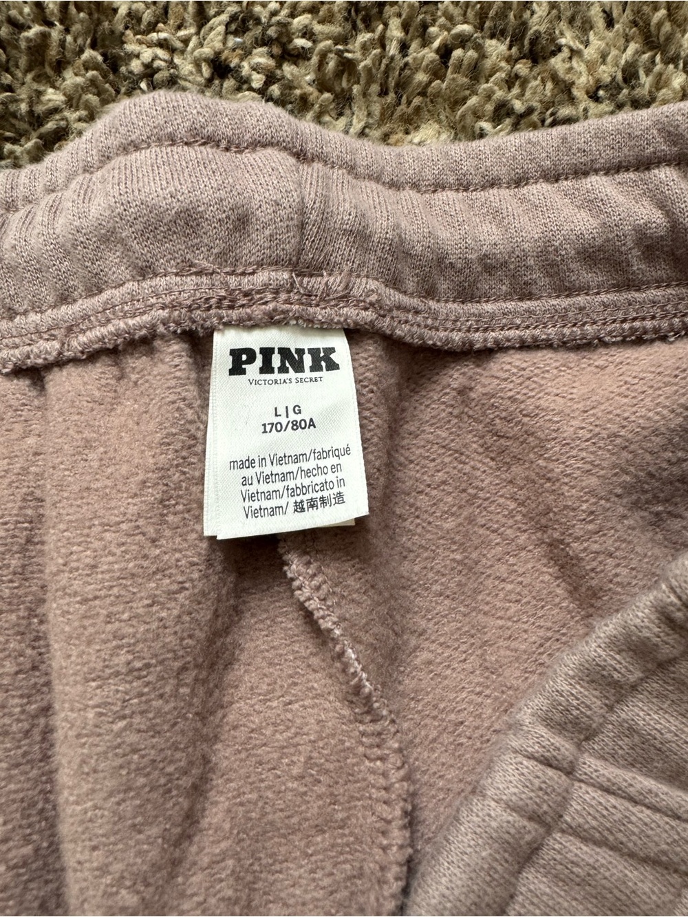 PINK Victoria's Secret Mauve Plaid-Letter Straight Leg sweat pants - Picture 3 of 3